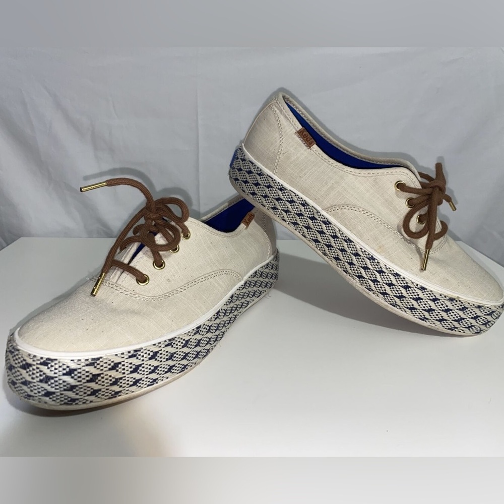 KEDS Triple Rafia Foxing Platform Sneakers Size 8 1/2